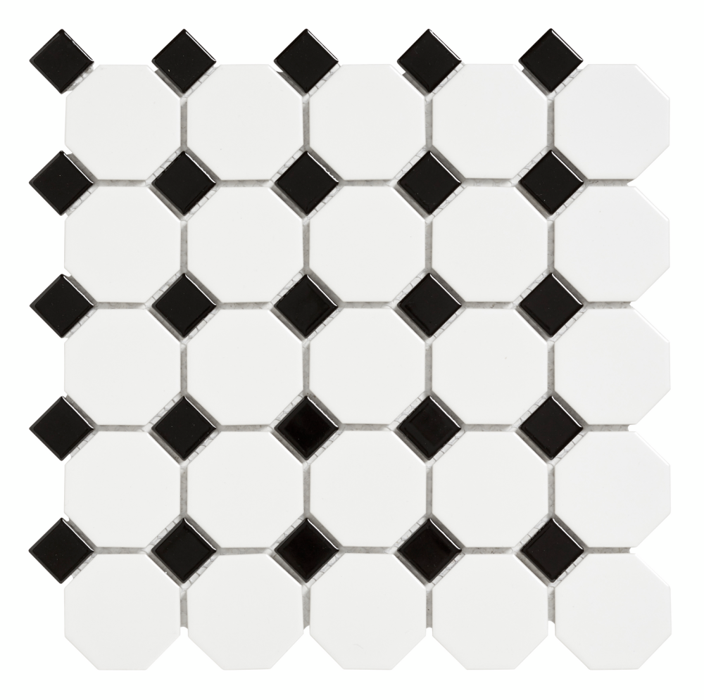 OCTOGON CELLO 29,5X29,5 WHITE/BLACK, MATT (K)