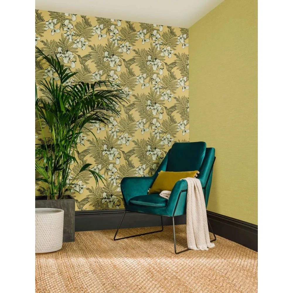 Aurora Raffia Mustard 1804-122-06 Gul Tapet | Stuvbutiken